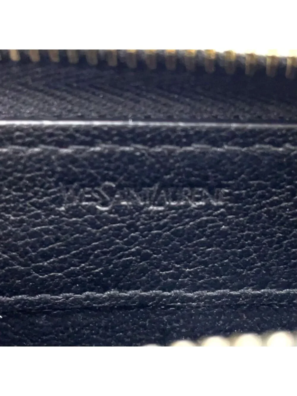 Saint Laurent YSL Logo Bel de Jour Zip Around Leather Black Wallet Gold